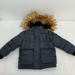 NWT Diesel Boys Charcoal Parka Bubble Removable Hooded Jacket size 2T